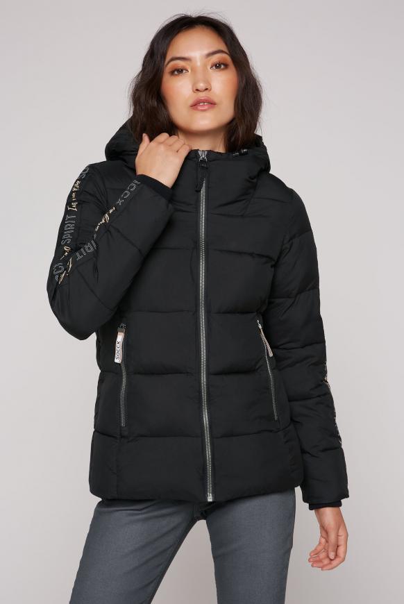 Winterjacke mit Kapuze und Logo-Tapes