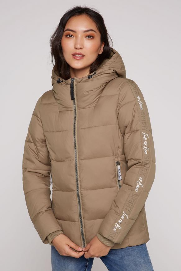 CAMP DAVID & SOCCX | Winterjacke mit Kapuze und Logo-Tapes chestnut