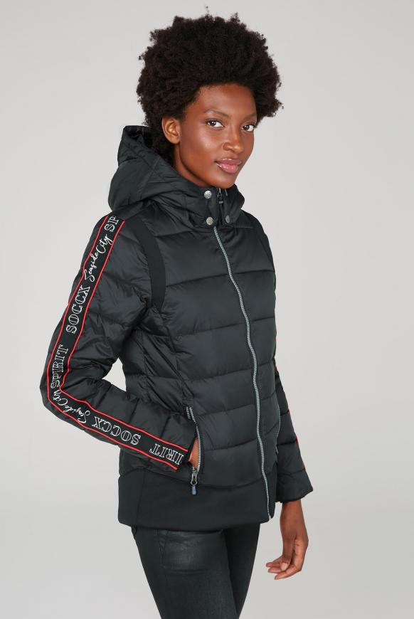 Winterjacke mit Logo-Tape und Stretchbund black