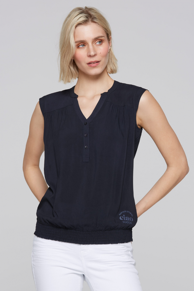 Ärmellose Bluse mit Rücken-Artwork deep sea