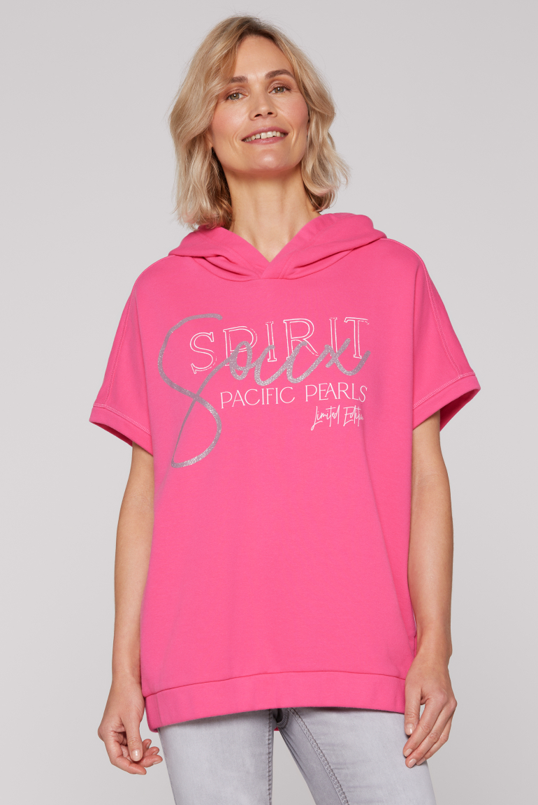 Ärmelloser Oversized Hoodie mit Artwork pink