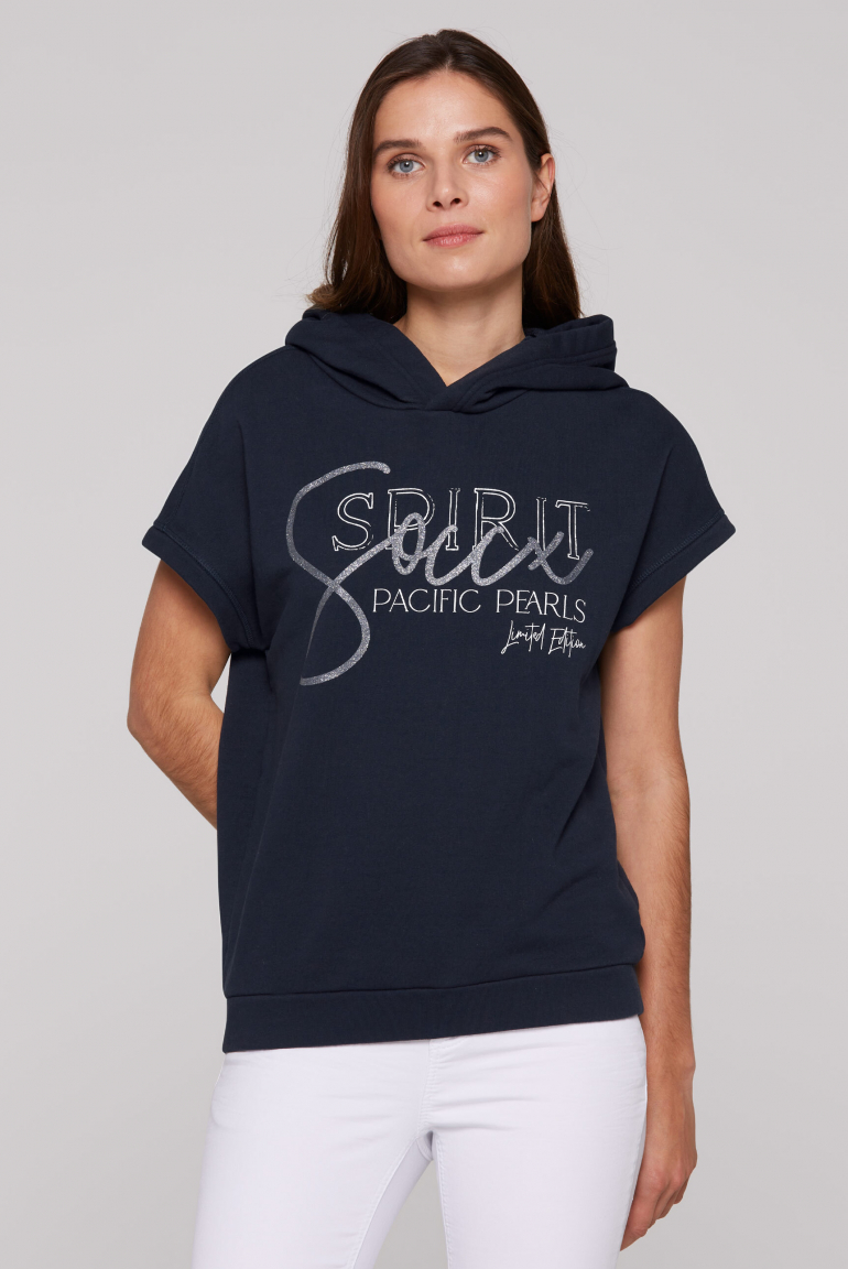 Ärmelloser Oversized Hoodie mit Artwork blue navy