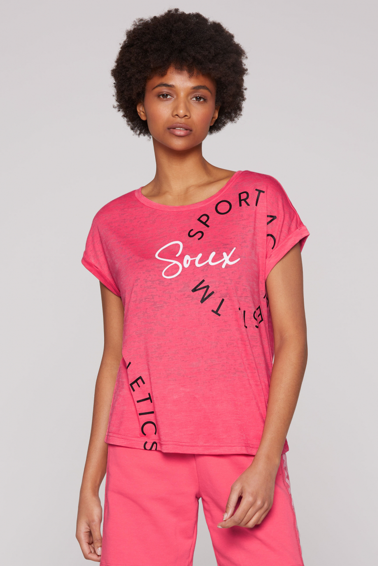 Ärmelloses Shirt mit Ausbrenner-Effekten coral pink