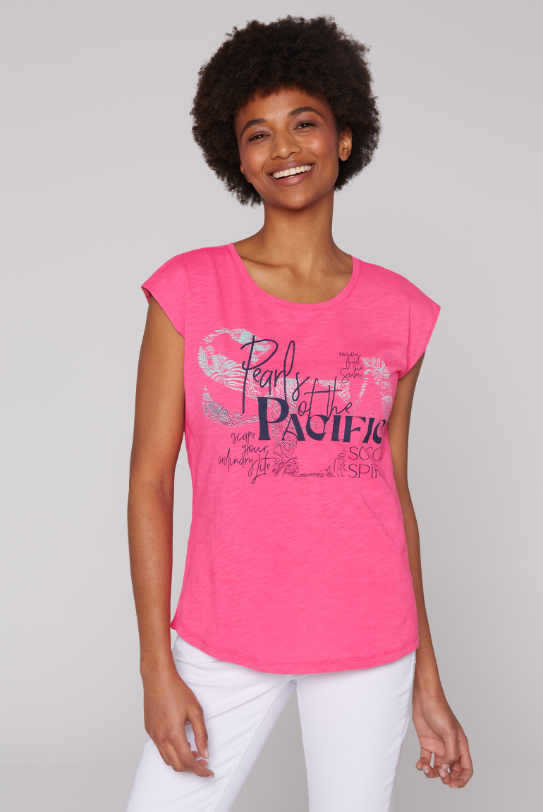 Ärmelloses Shirt mit Print Artwork pink
