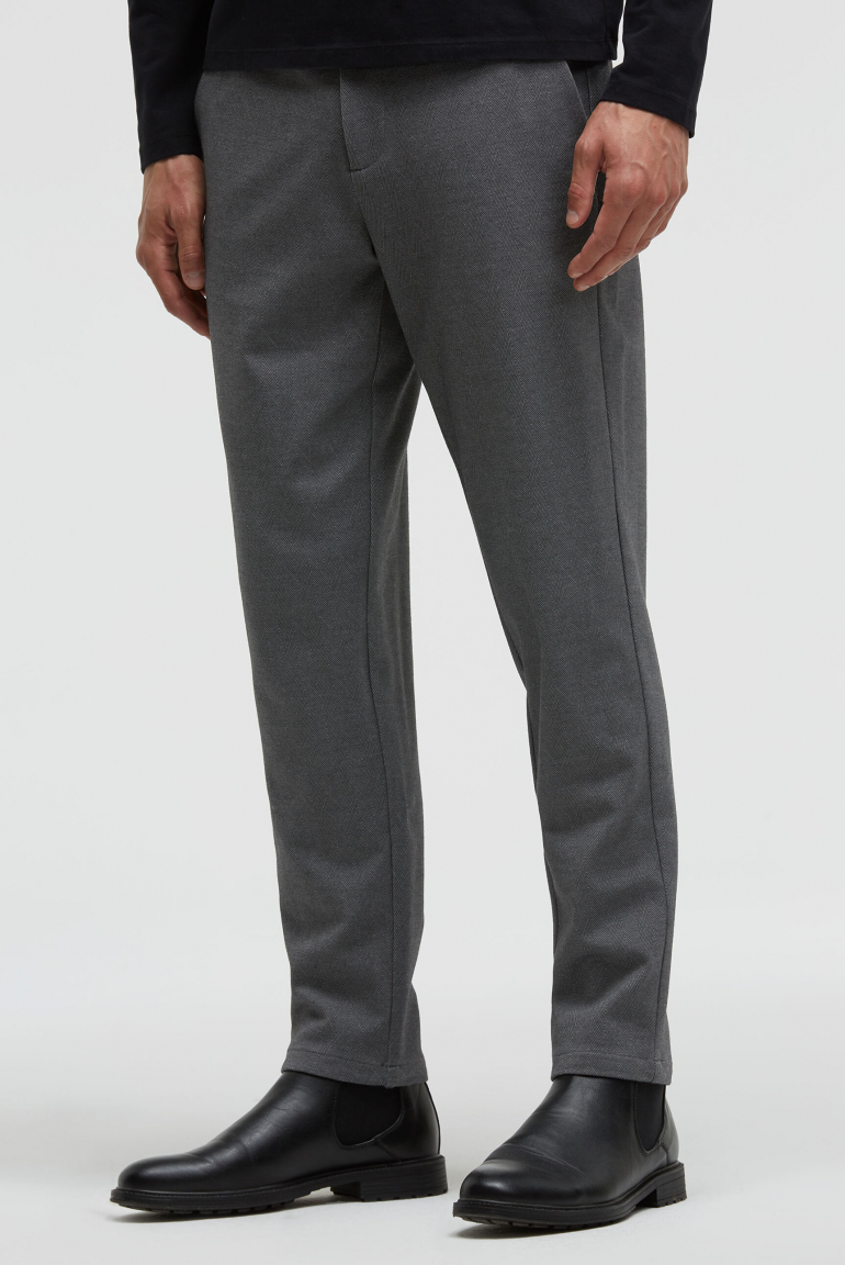 Anzughose aus Interlock mit Herringbonemuster dark greymelange