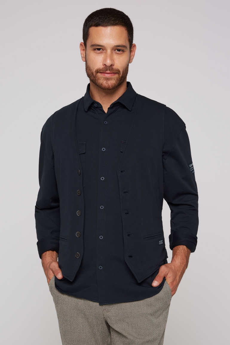 Anzugweste aus diagonalem Jersey blue navy