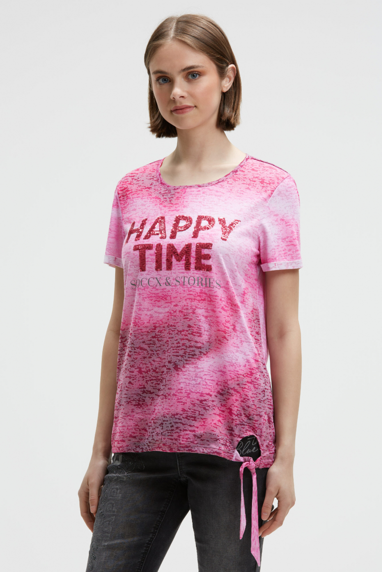 Ausbrenner-Shirt mit Pailletten-Wording smooth rose