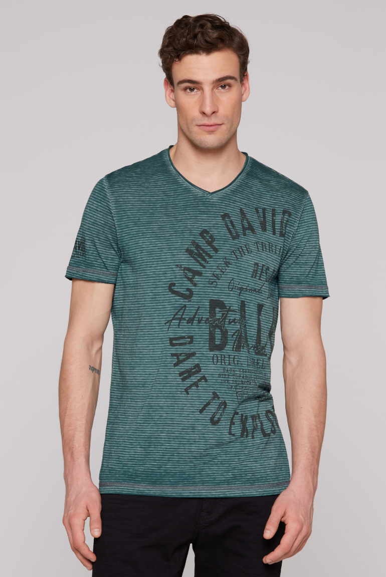 Ausbrenner-Shirt mit V-Neck und Prints evergreen