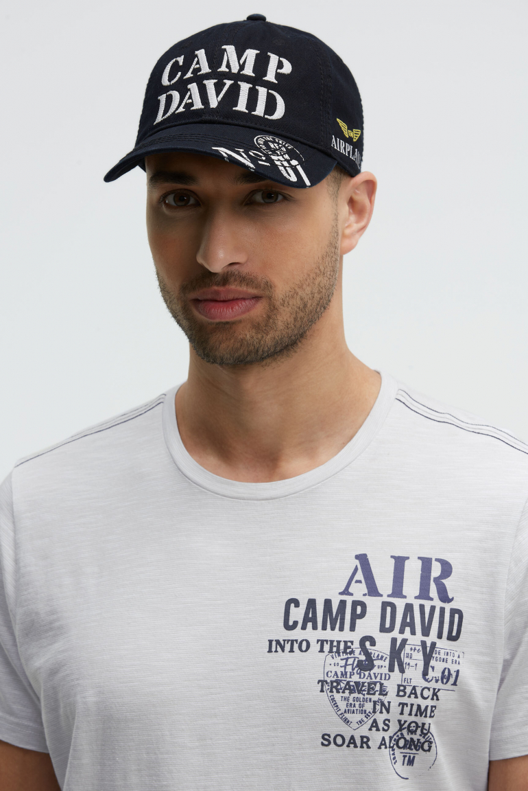 Base Cap Stone Washed mit Logo-Stickerei und Prints blue navy