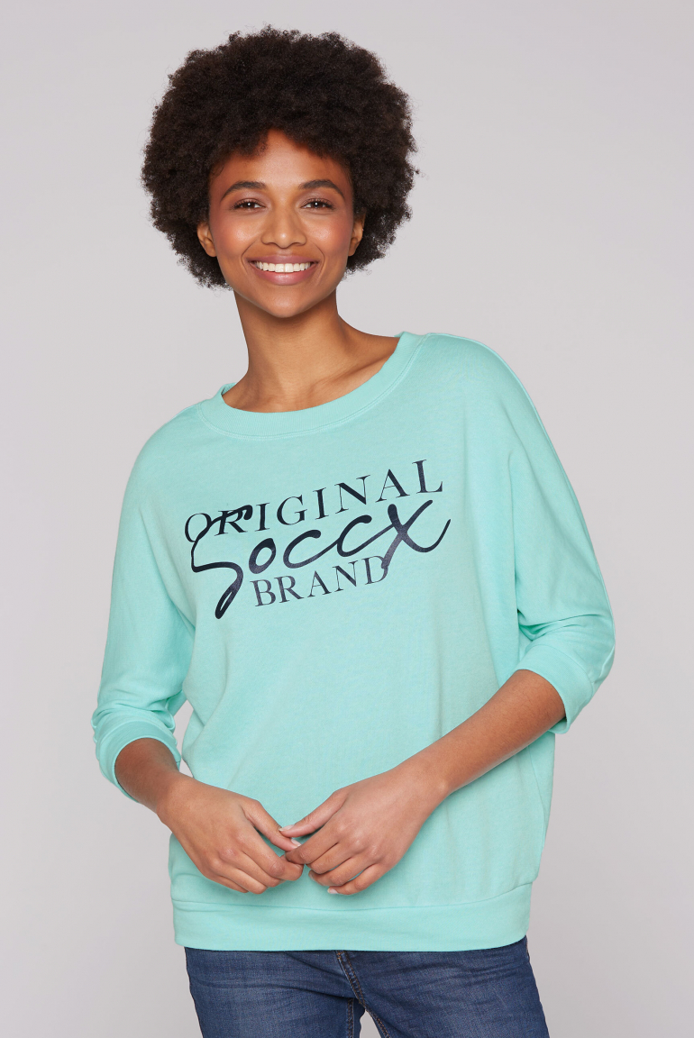 Basic Sweatshirt mit verkürzten Fledermausärmeln aqua splash