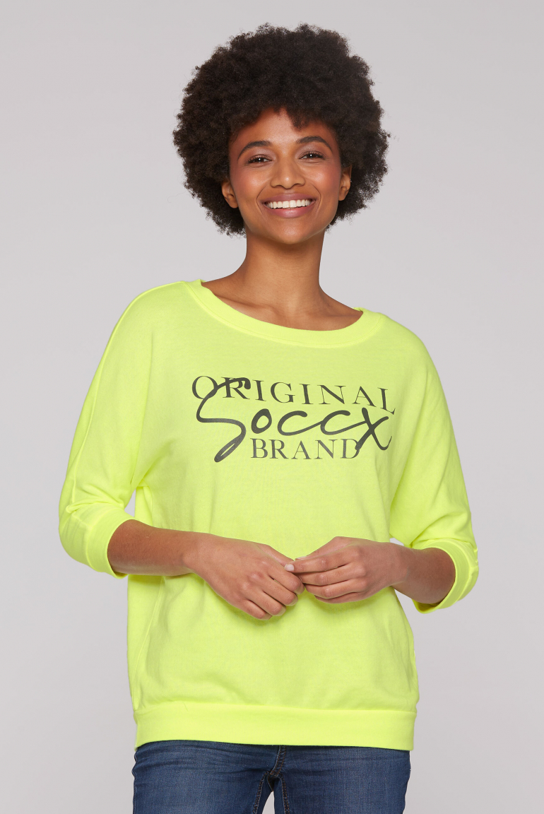 Basic Sweatshirt mit verkürzten Fledermausärmeln summer lime