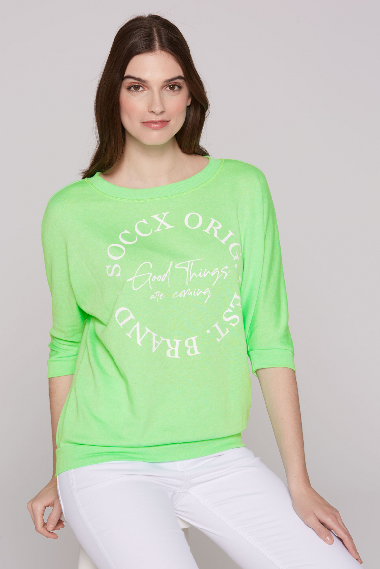 Basic Sweatshirt mit verkürzten Fledermausärmeln peppy green