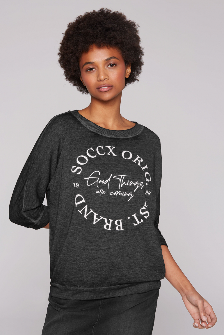 Basic Sweatshirt mit verkürzten Fledermausärmeln black