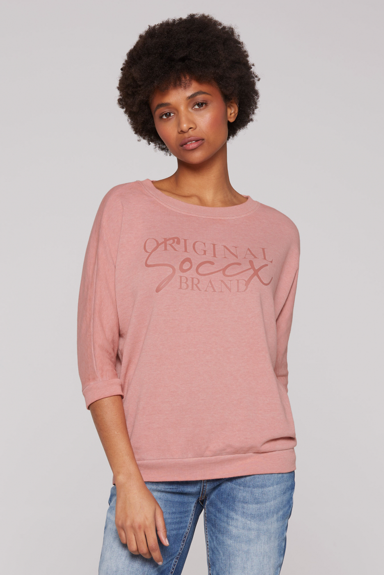 Basic Sweatshirt mit verkürzten Fledermausärmeln beachy red