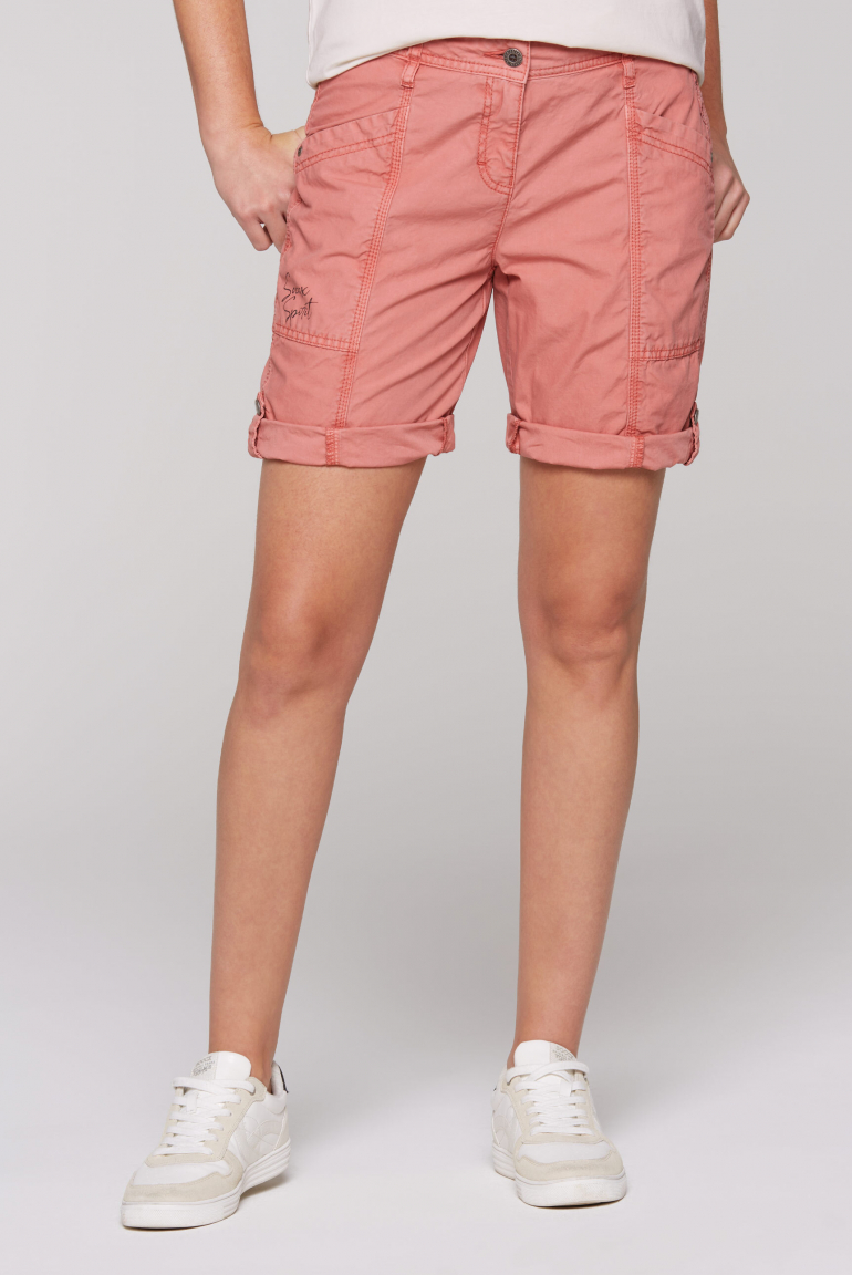 Bermuda mit Turn-Up-Saum beachy red