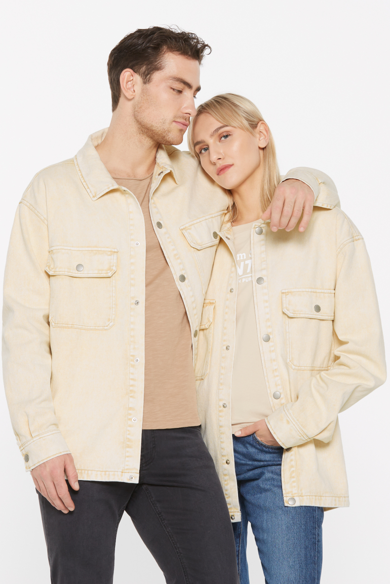 BRAD-LEY Unisex Overshirt Acid Washed sand