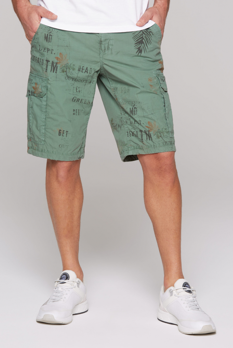 Cargo Shorts mit All Over Print deep green