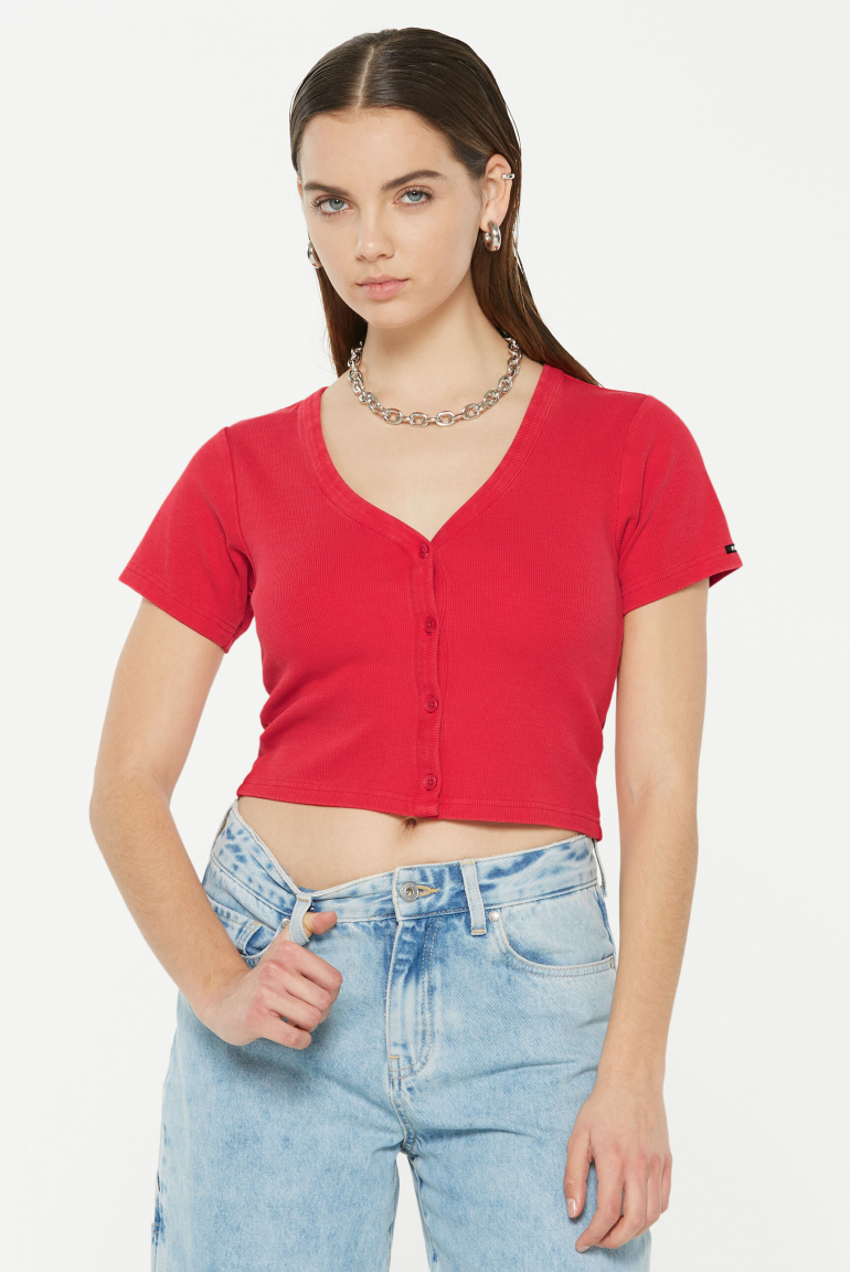 CLE-O Cropped Rib Cardigan glory