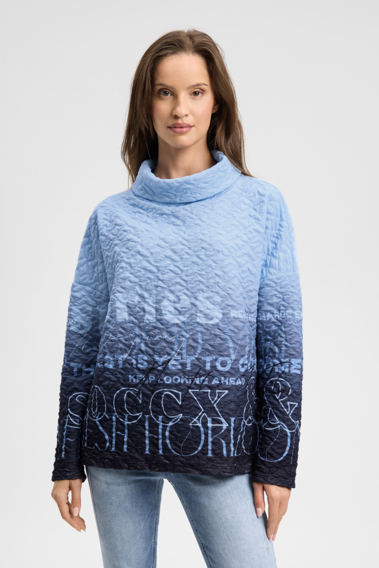 Cloqué-Sweatshirt Dip Dye mit Artworks blue heaven