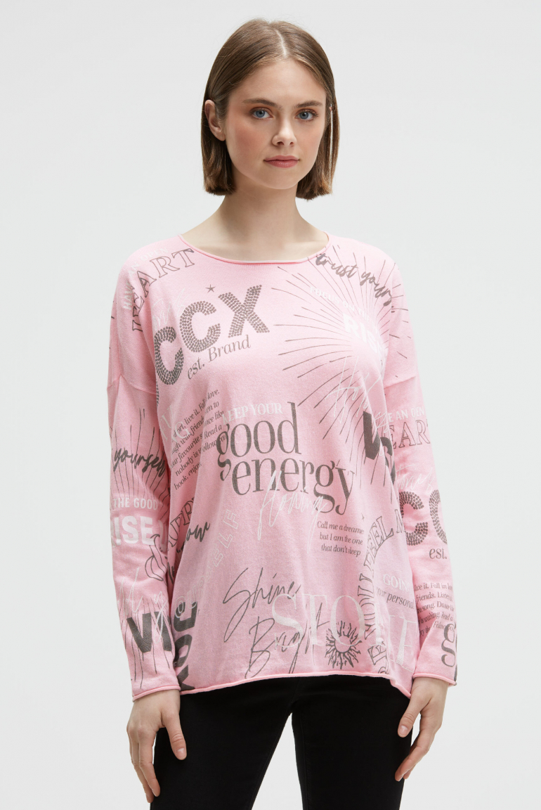 Feinstrickpullover mit All Over Print smooth rose