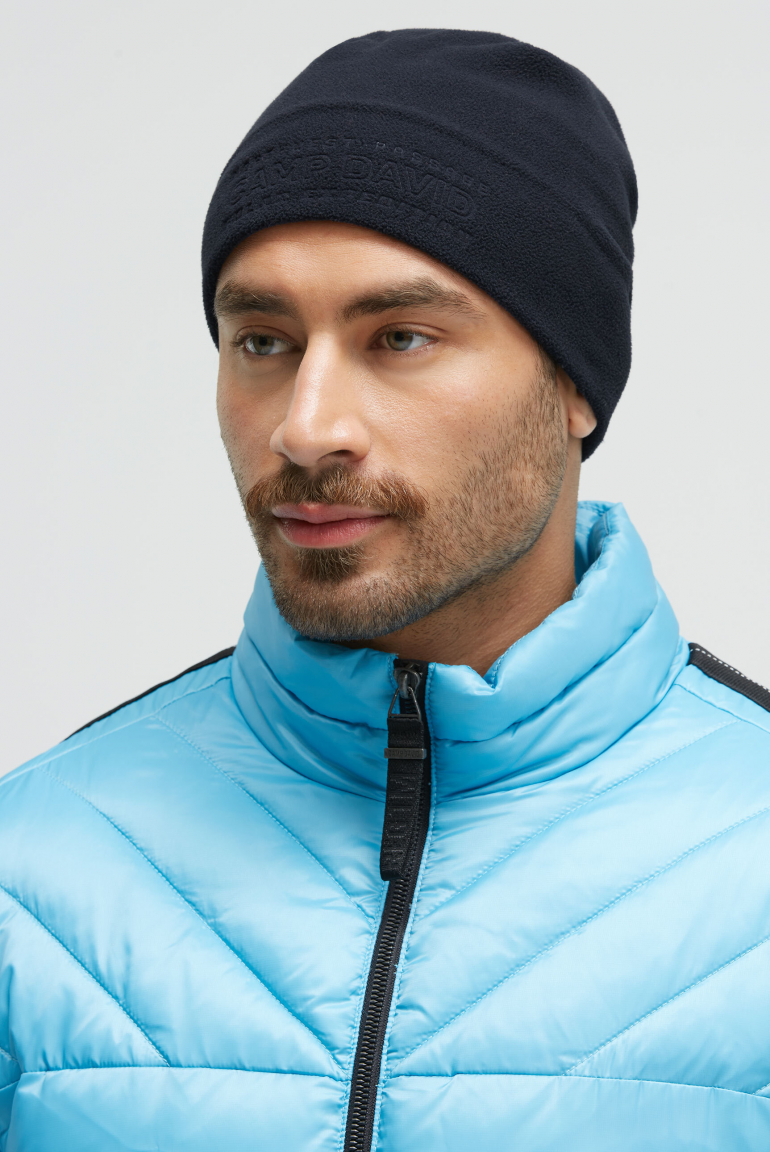 Fleece Beanie mit Logo-Prägung blue navy