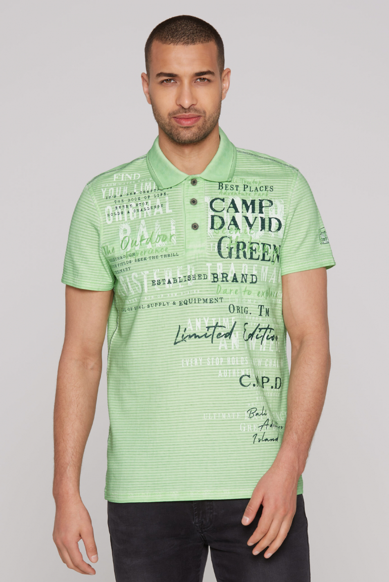 Gestreiftes Polo mit Prints und Stickereien green lemon