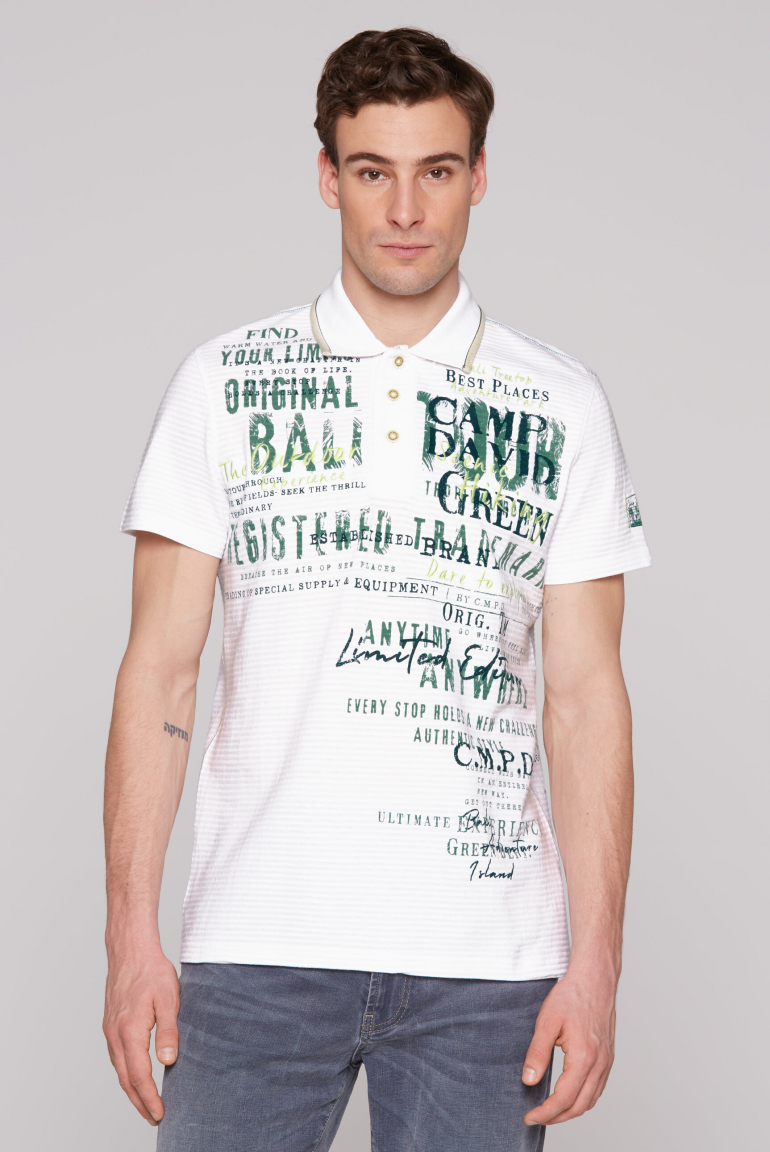 Gestreiftes Polo mit Prints und Stickereien opticwhite