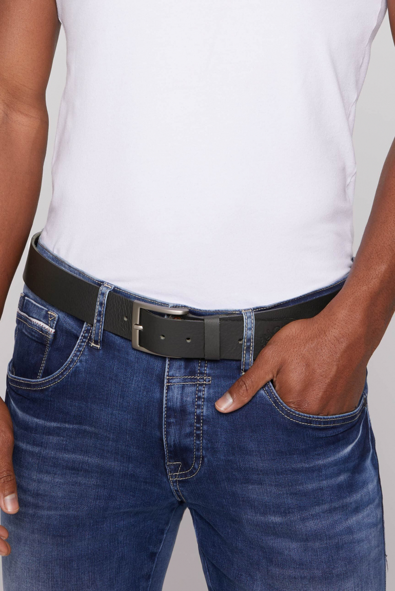 Gürtel aus Leder mit Logo-Prägung black