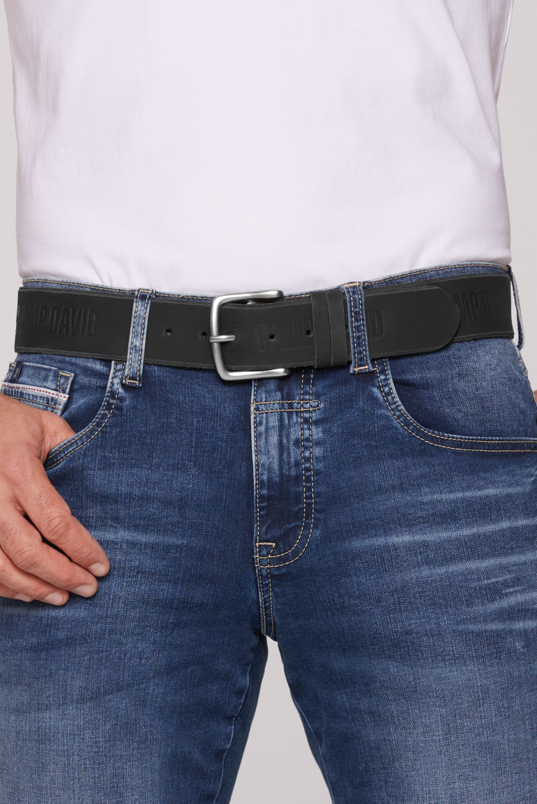Gürtel aus Leder mit Logo-Prägungen black