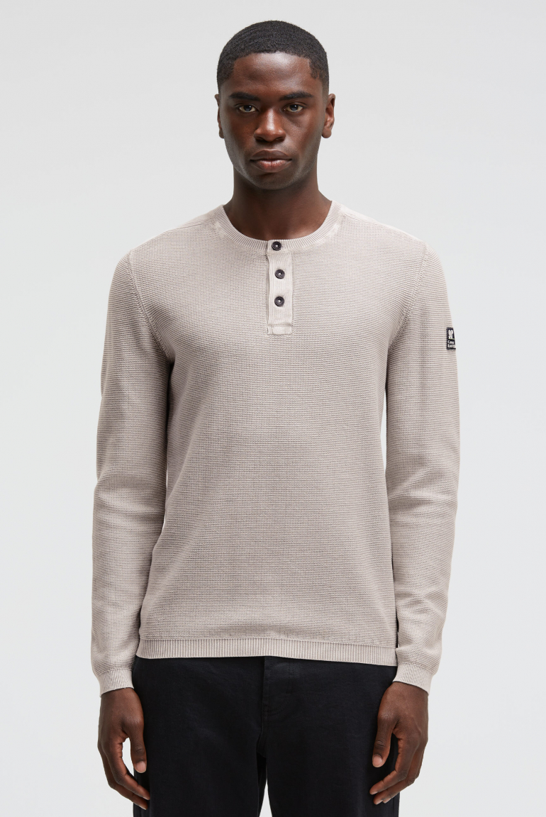 Henley-Pullover Stone Washed light grey