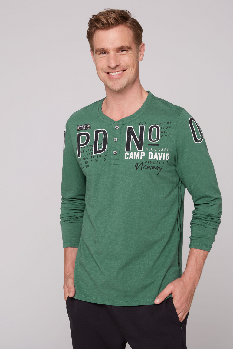 Henley-Shirt mit Logo Artwork dark green