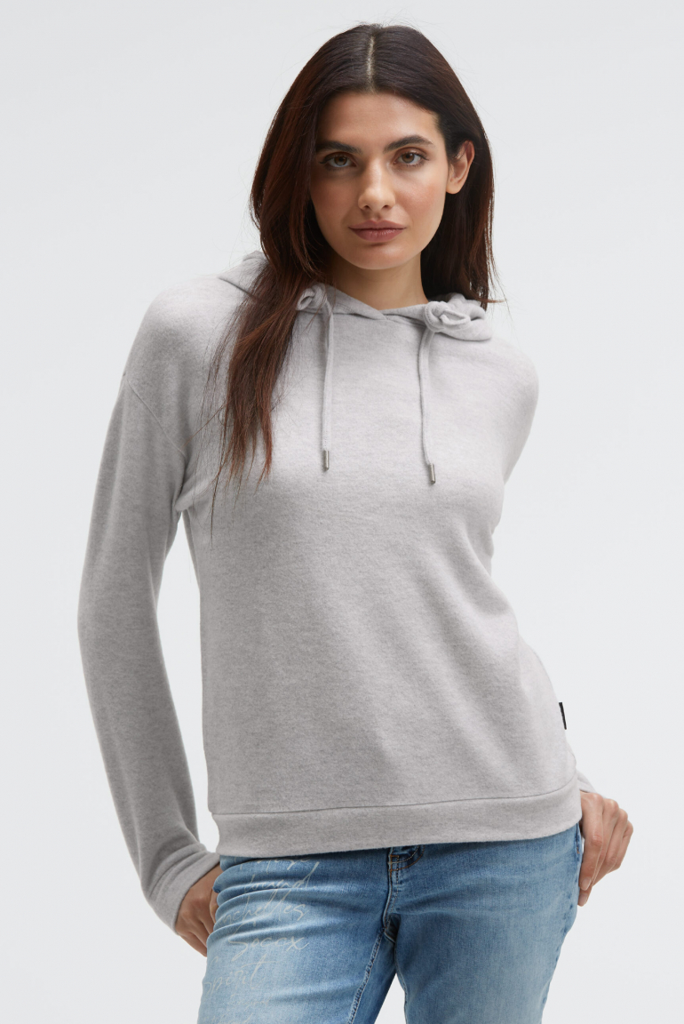 Hoodie aus Flauschstrick grey melange