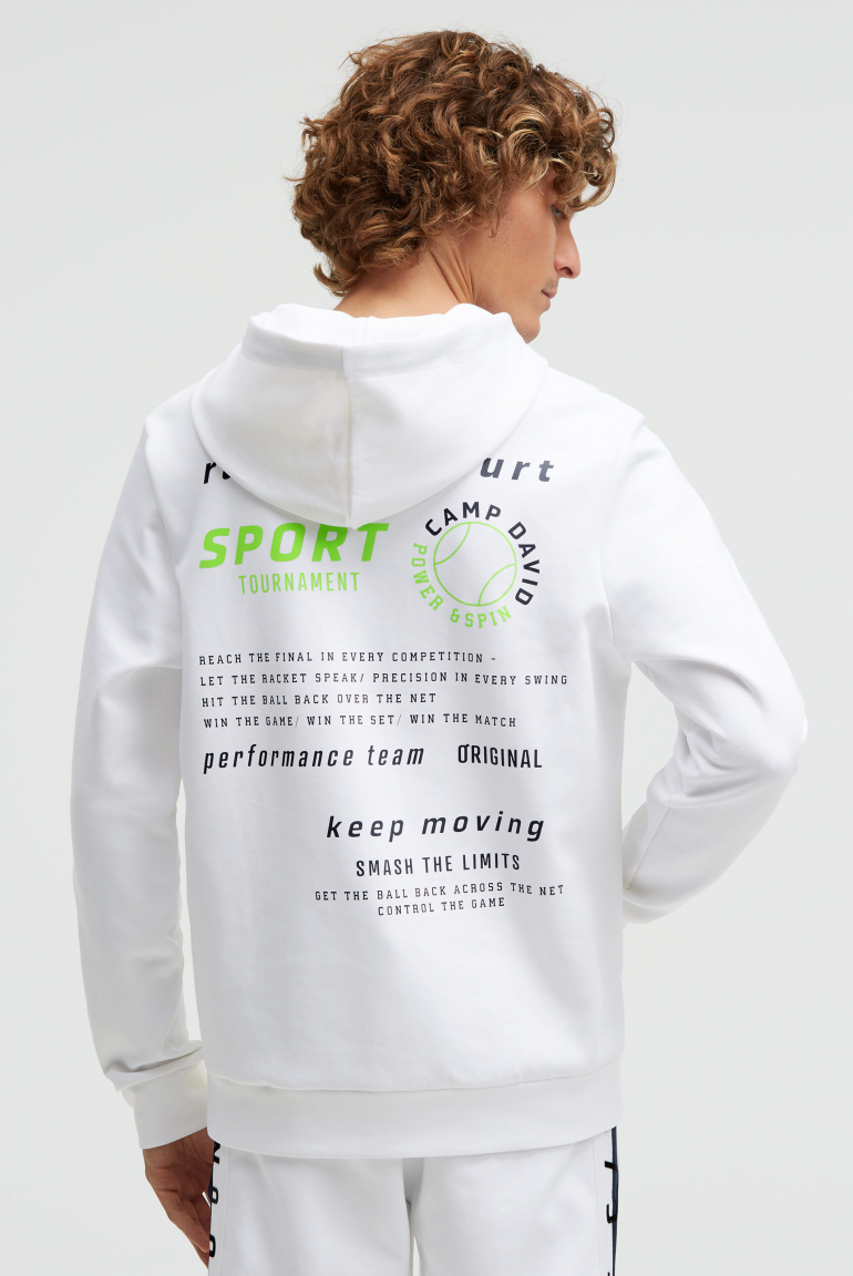 Hoodie aus Interlock mit Backprint white