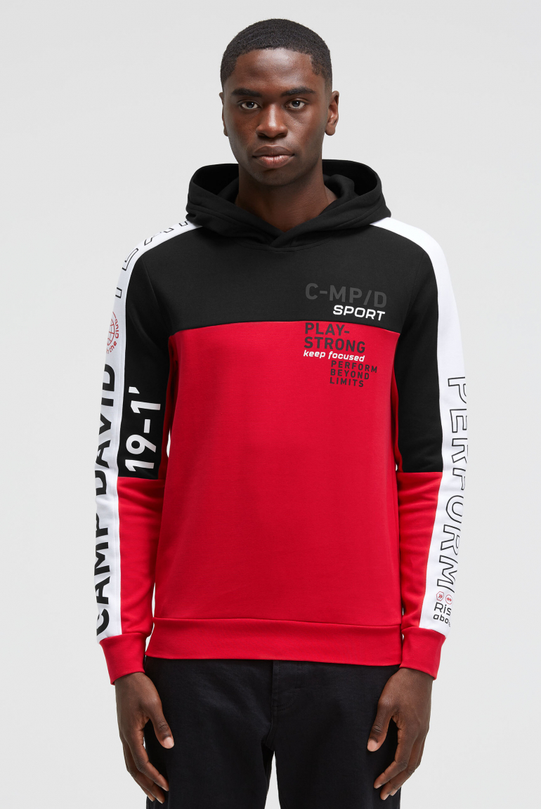 Hoodie aus Interlock mit Colour-Blocking black