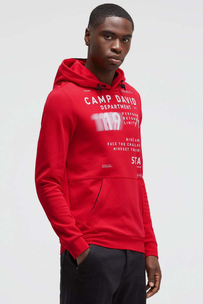 Hoodie aus Interlock mit Rubber Artwork bright red