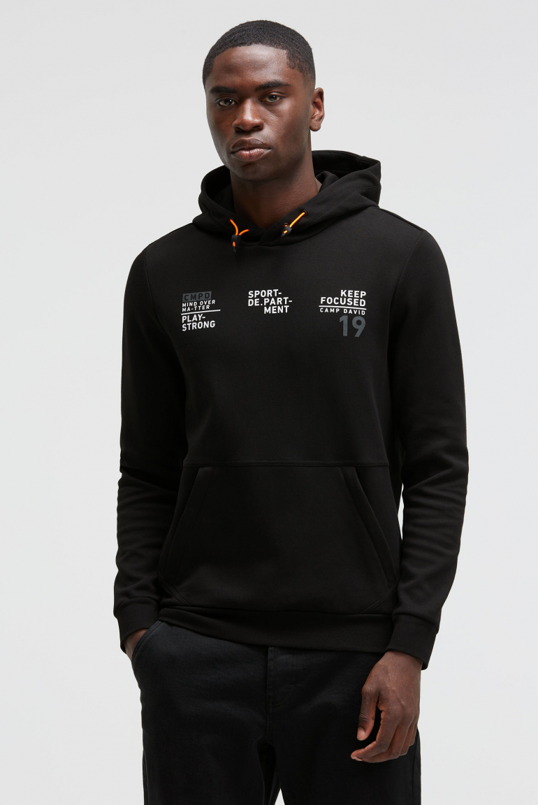 Hoodie aus Interlock mit Rücken-Artworks black