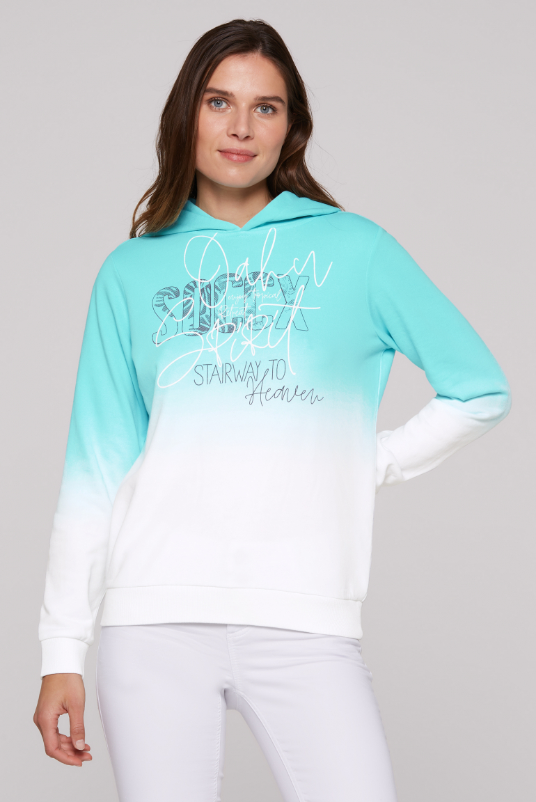 Hoodie Dip Dye mit Logo Print lagoon blue
