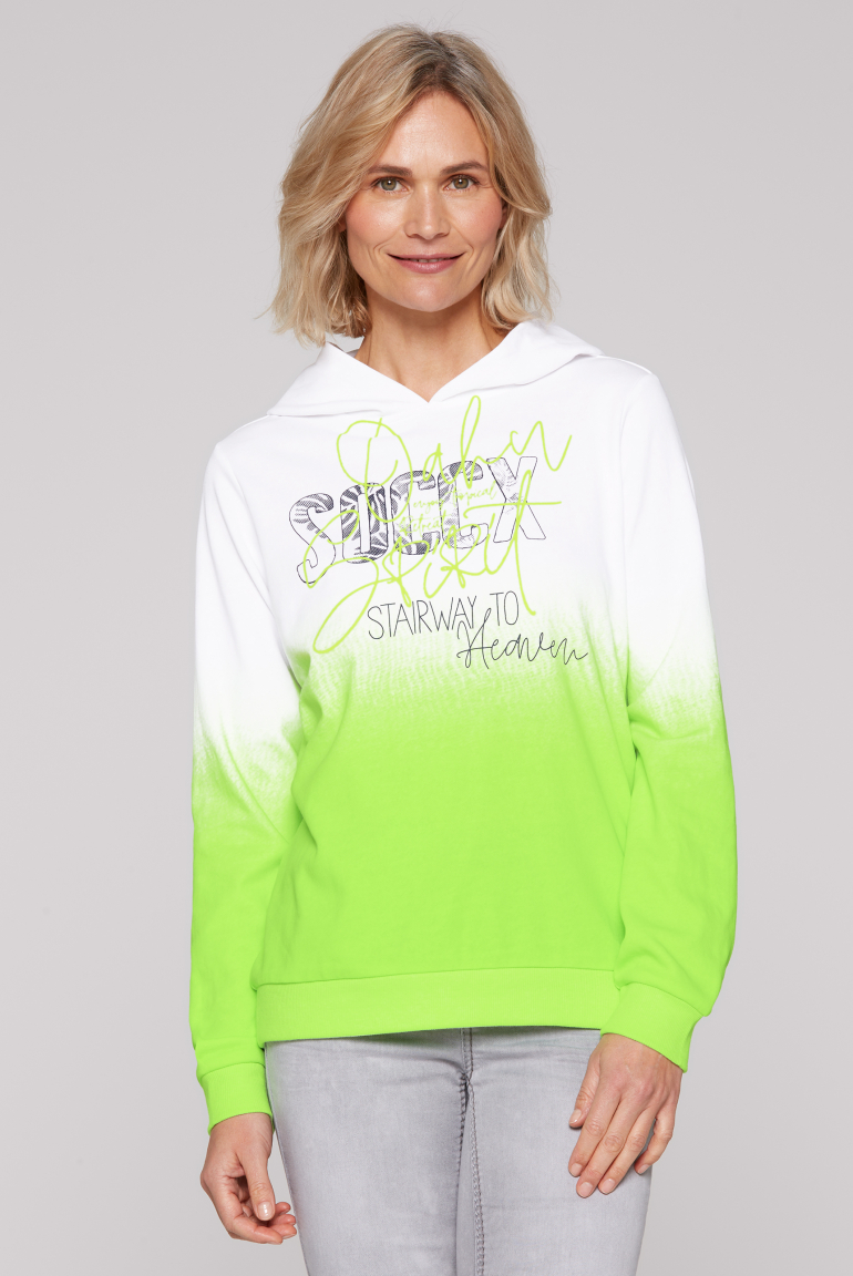 Hoodie Dip Dye mit Logo Print neon lime
