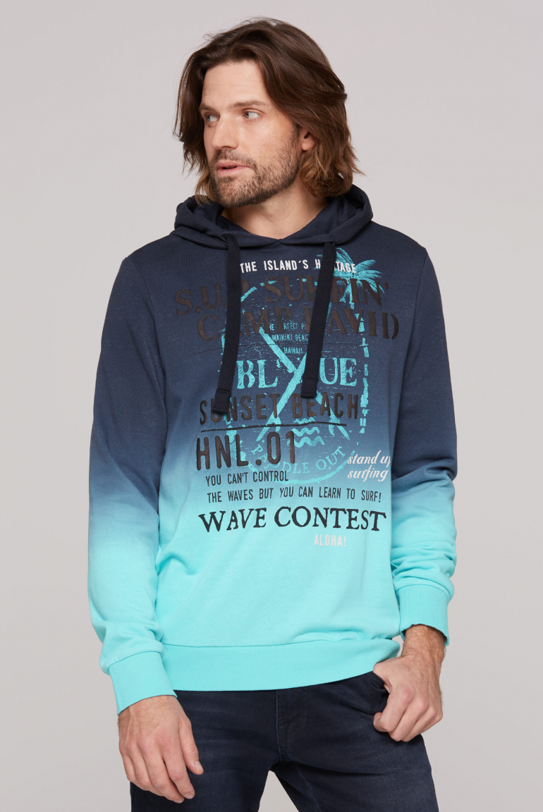 Hoodie Dip Dye mit Puffprint blue navy