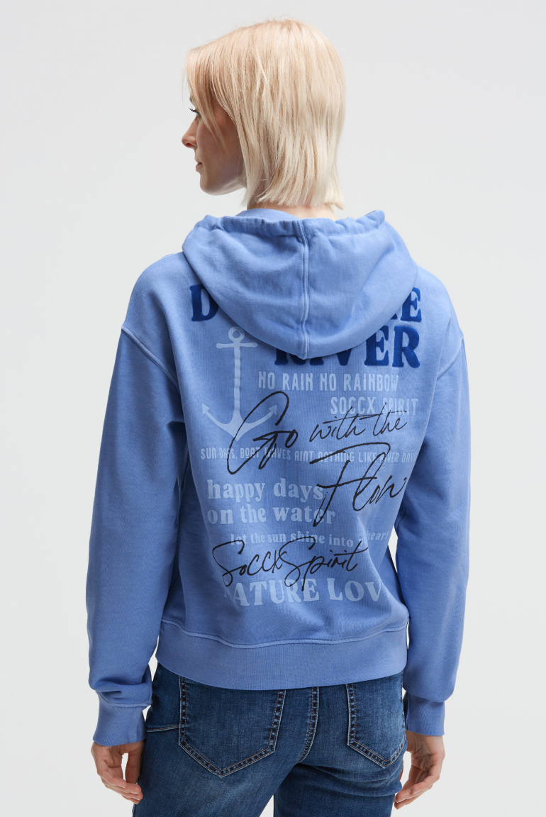 Hoodie mit dekorativem Rücken-Artwork river blue