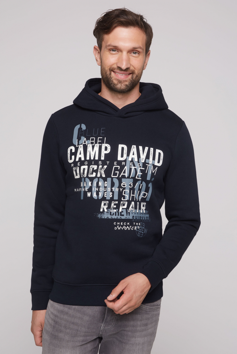 Hoodie mit Logo Print und Rubber-Details blue navy