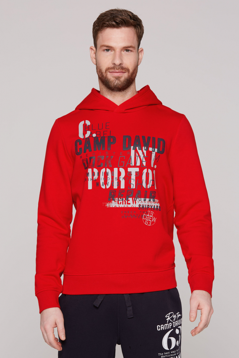 Hoodie mit Logo Print und Rubber-Details speed red