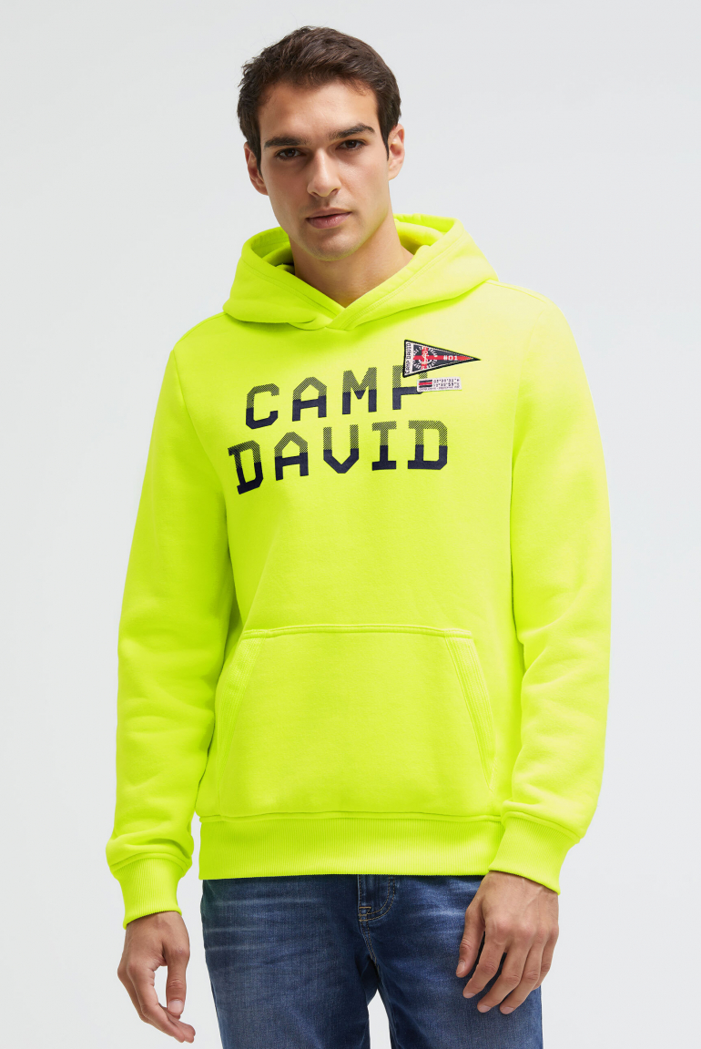 Hoodie mit Rubber Print und Tapes neon lime