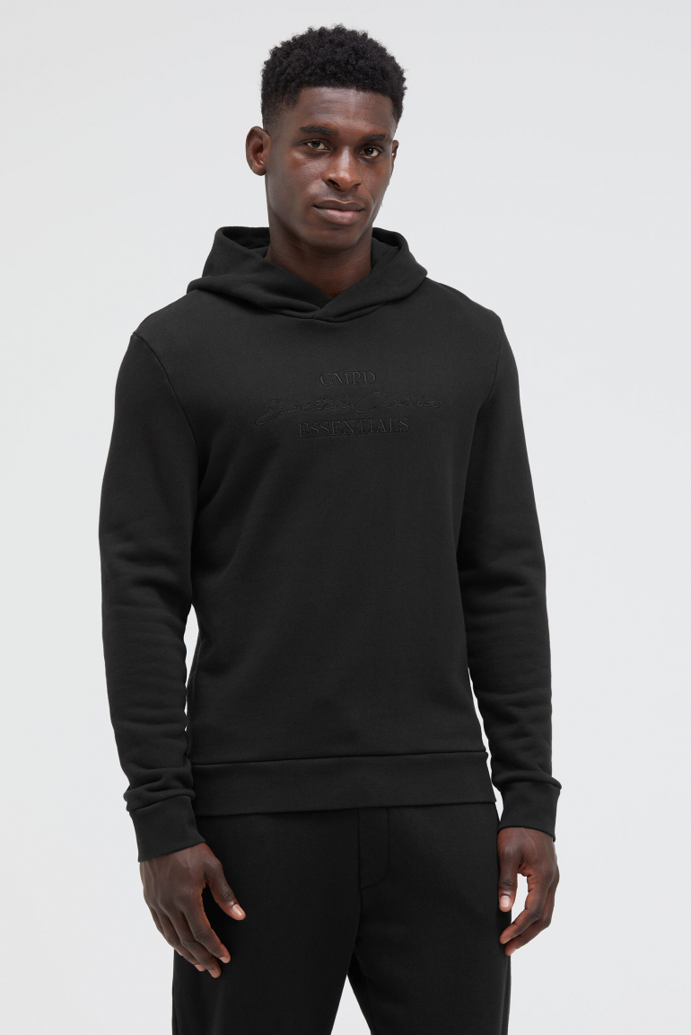 Hoodie mit Twill-Struktur und Stickerei black