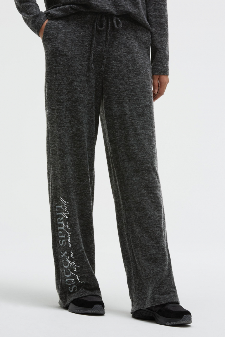 Hose aus Flauschstrick Relaxed Fit black melange