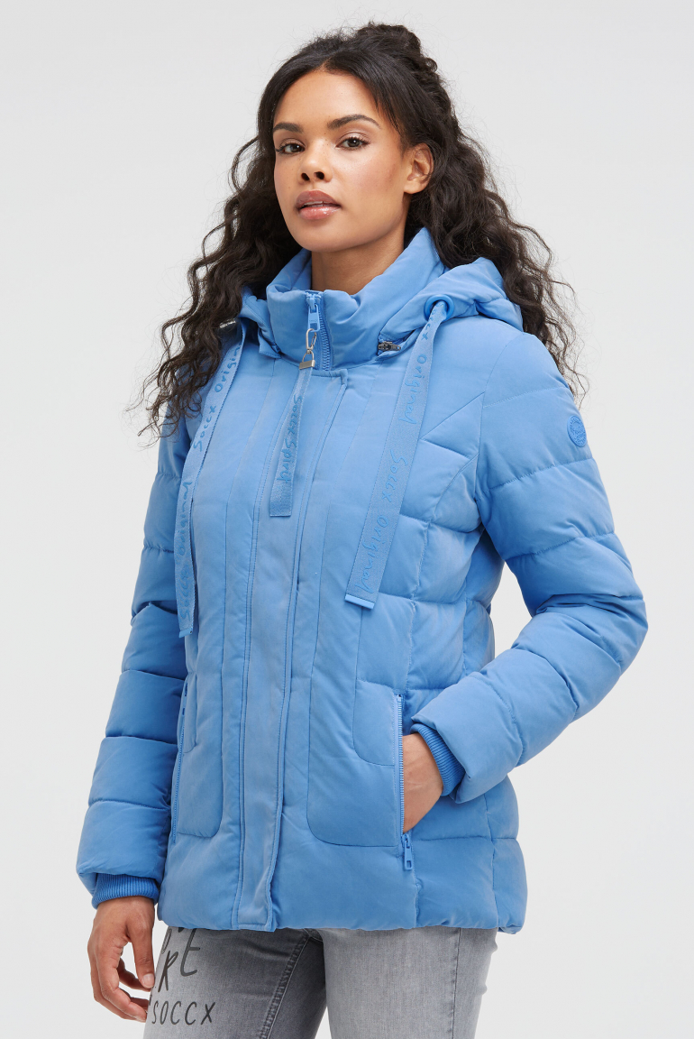 Jacke mit Stepp-Design und Kapuze bleu ciel