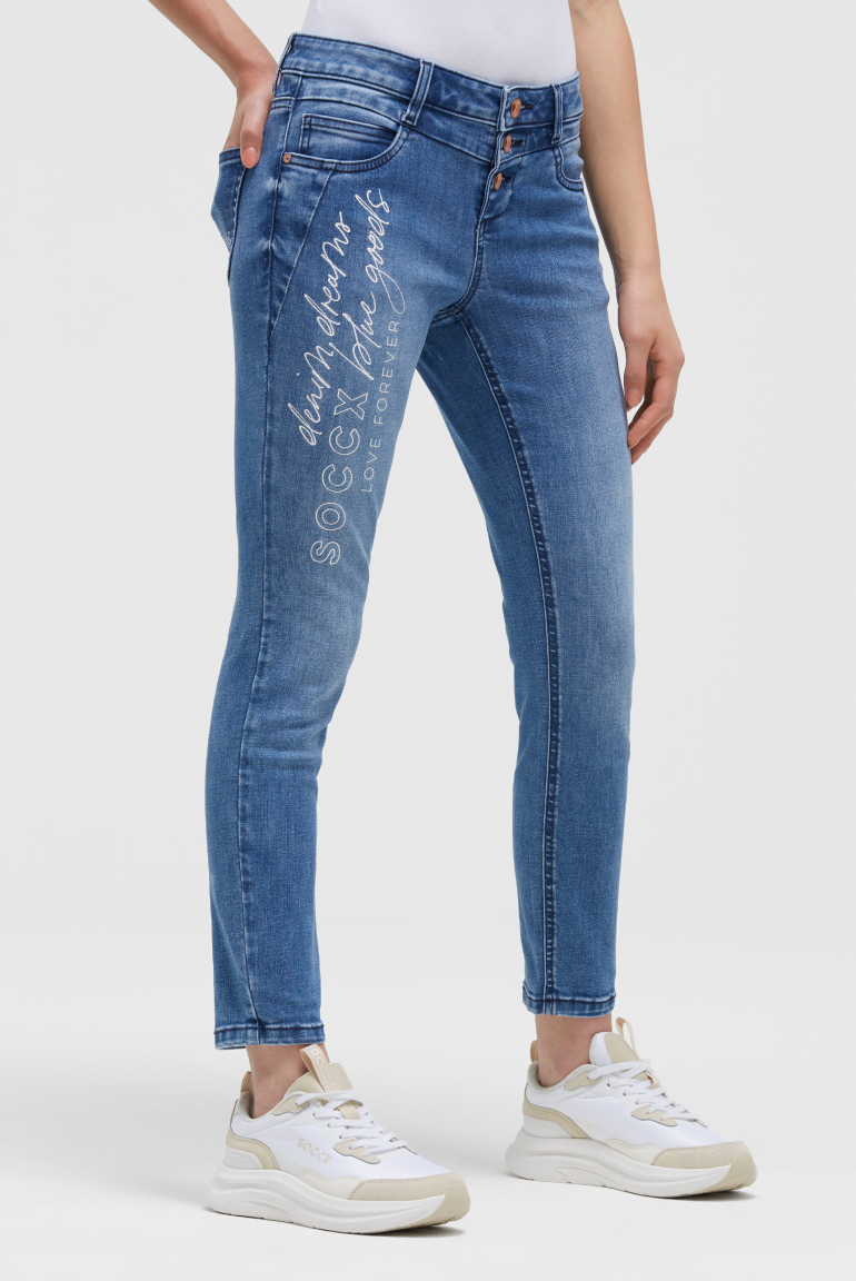 Jeans MI:RA Slim Fit mid blue printed