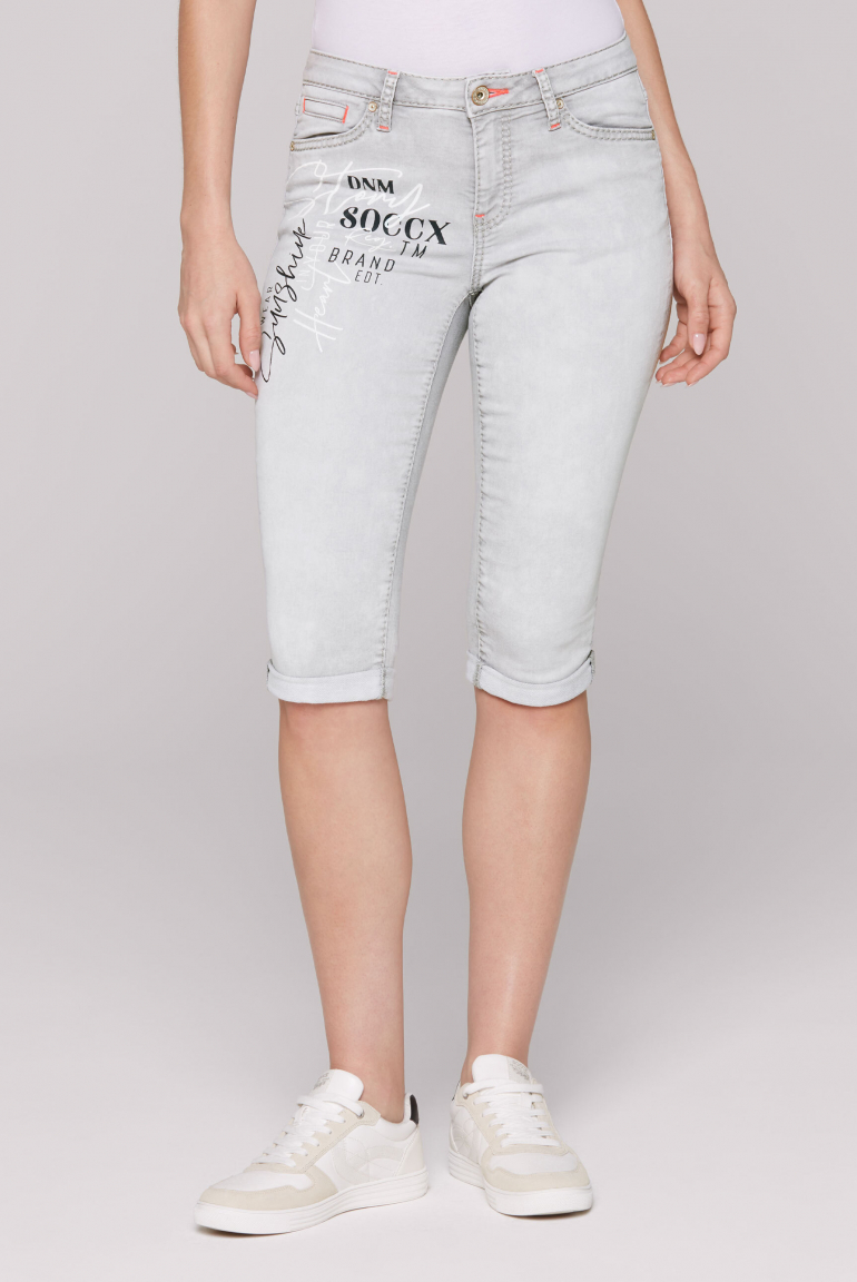 Jeans Shorts RO:MY Regular Fit white grey print jogg