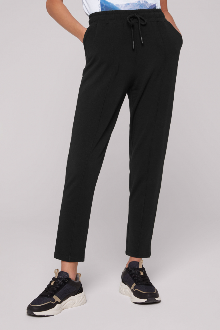 Jerseyhose mit Elastikbund und Biesen black
