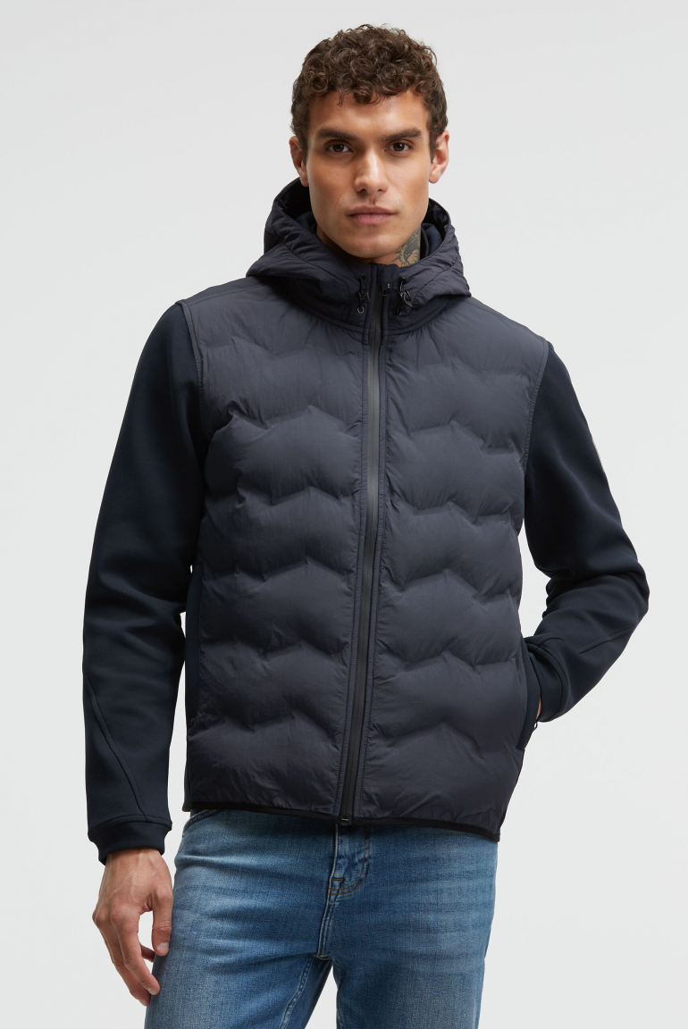 Kapuzenjacke im tonalen Materialmix true navy